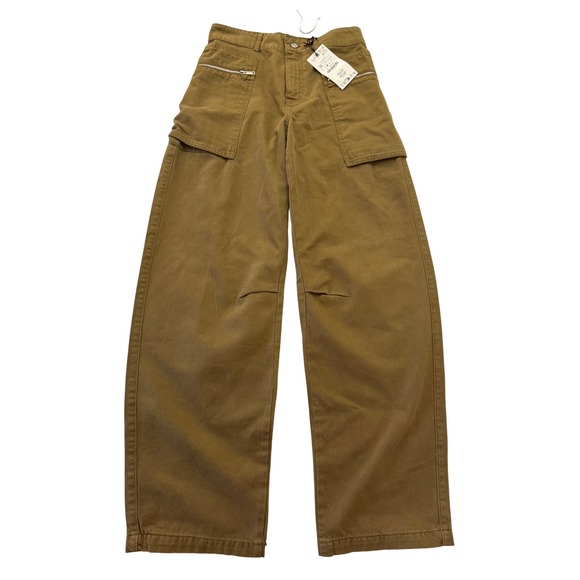Zara Pants - ZARA Utility barrel Pants Women Size 4 EU 36 Tan Brown Straight Leg NWT